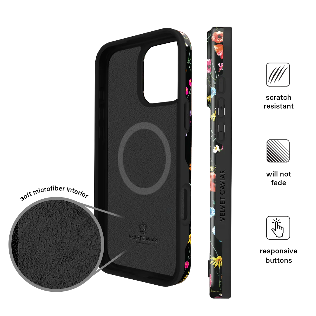 Black Wildflower iPhone Case