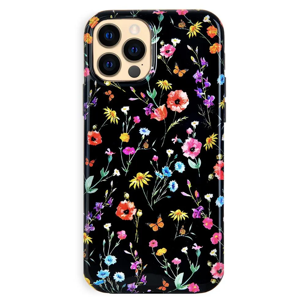 Black Wildflower iPhone Case