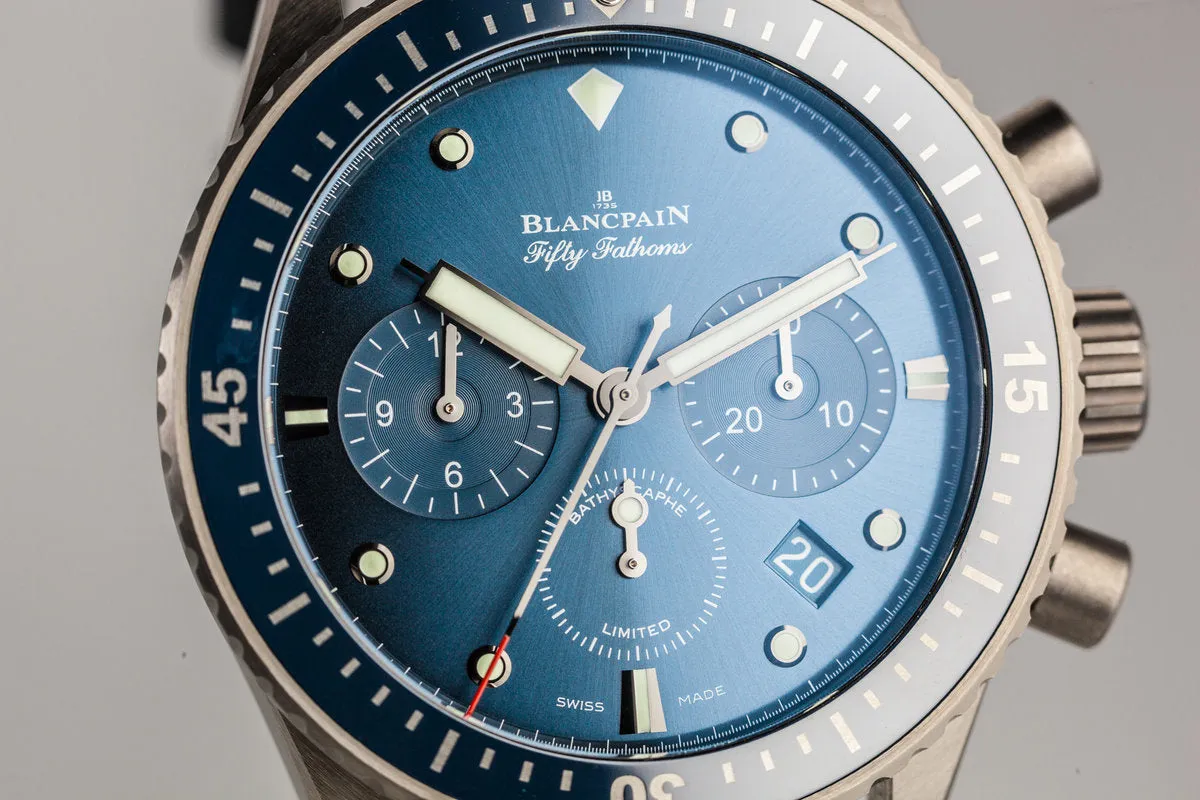 Blancpain Fifty Fathoms Bathyscaphe  Ceramic Flyback Chronograph Ocean Commitment 07825 with Box and Papers