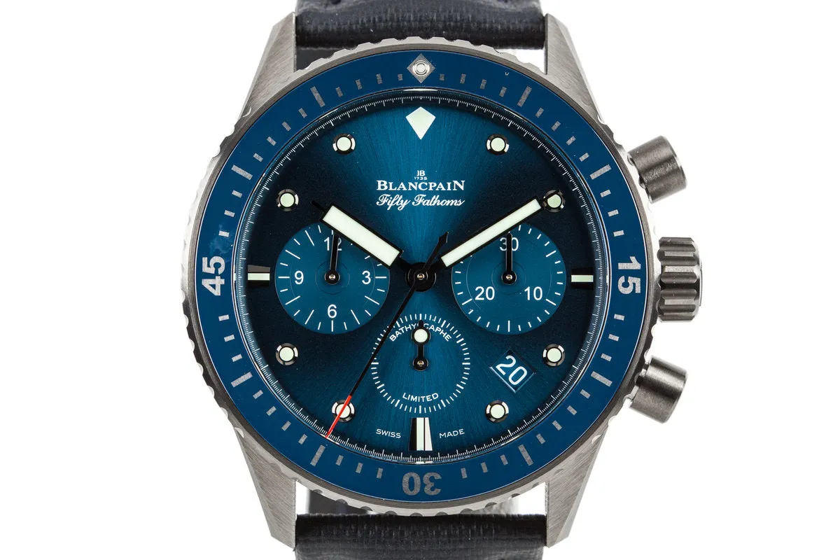 Blancpain Fifty Fathoms Bathyscaphe  Ceramic Flyback Chronograph Ocean Commitment 07825 with Box and Papers