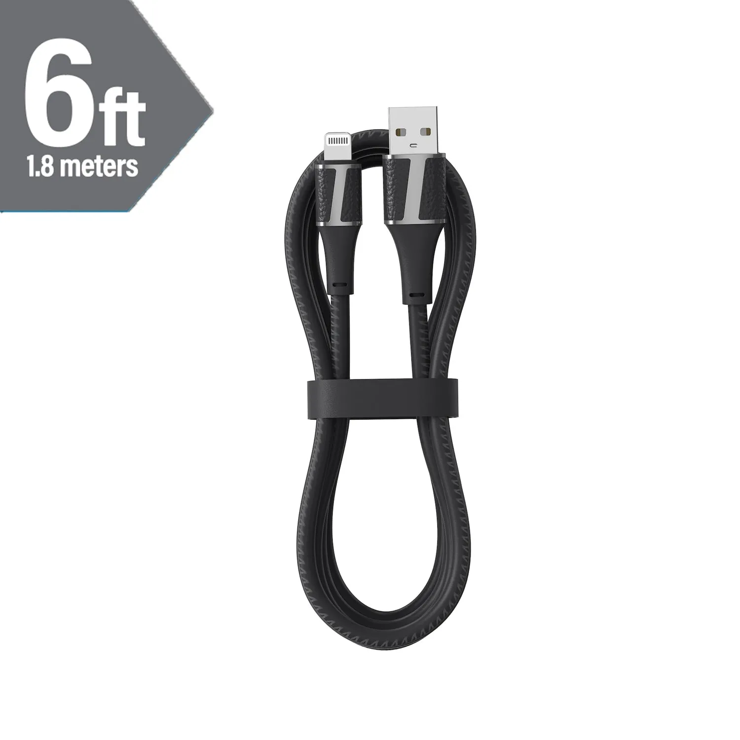 Brookstone MFI Certified Leather Tip Sync and Charge Lightning Cable