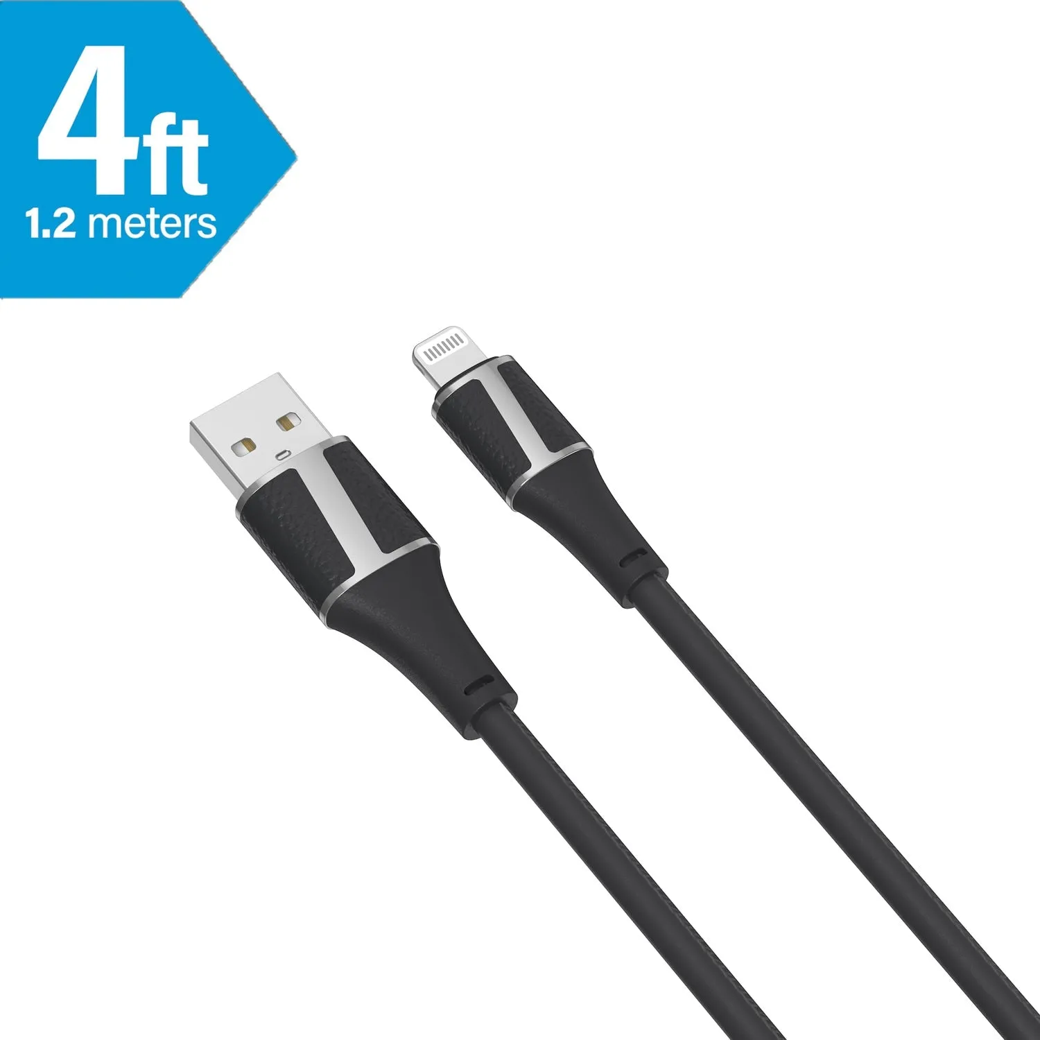 Brookstone MFI Certified Leather Tip Sync and Charge Lightning Cable