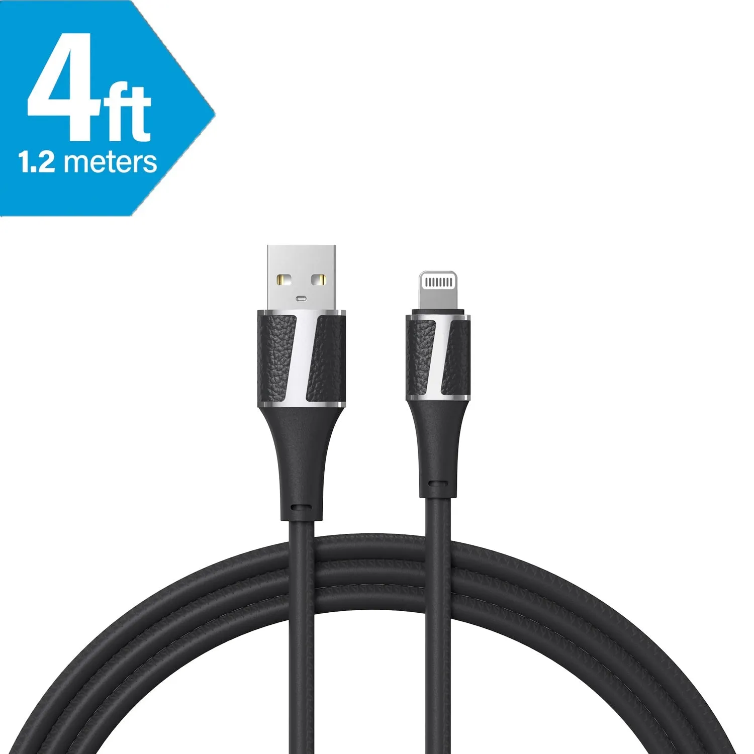 Brookstone MFI Certified Leather Tip Sync and Charge Lightning Cable