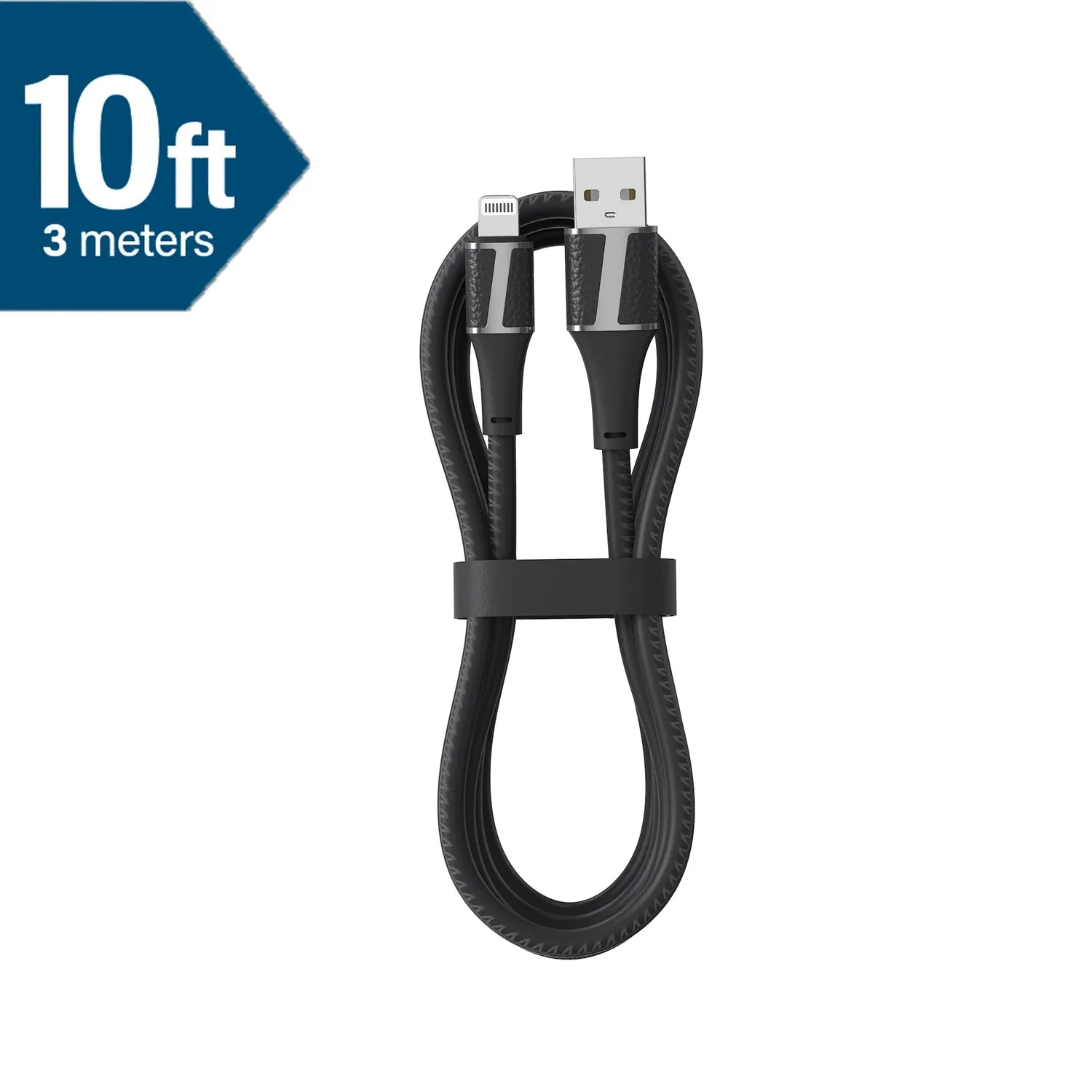 Brookstone MFI Certified Leather Tip Sync and Charge Lightning Cable