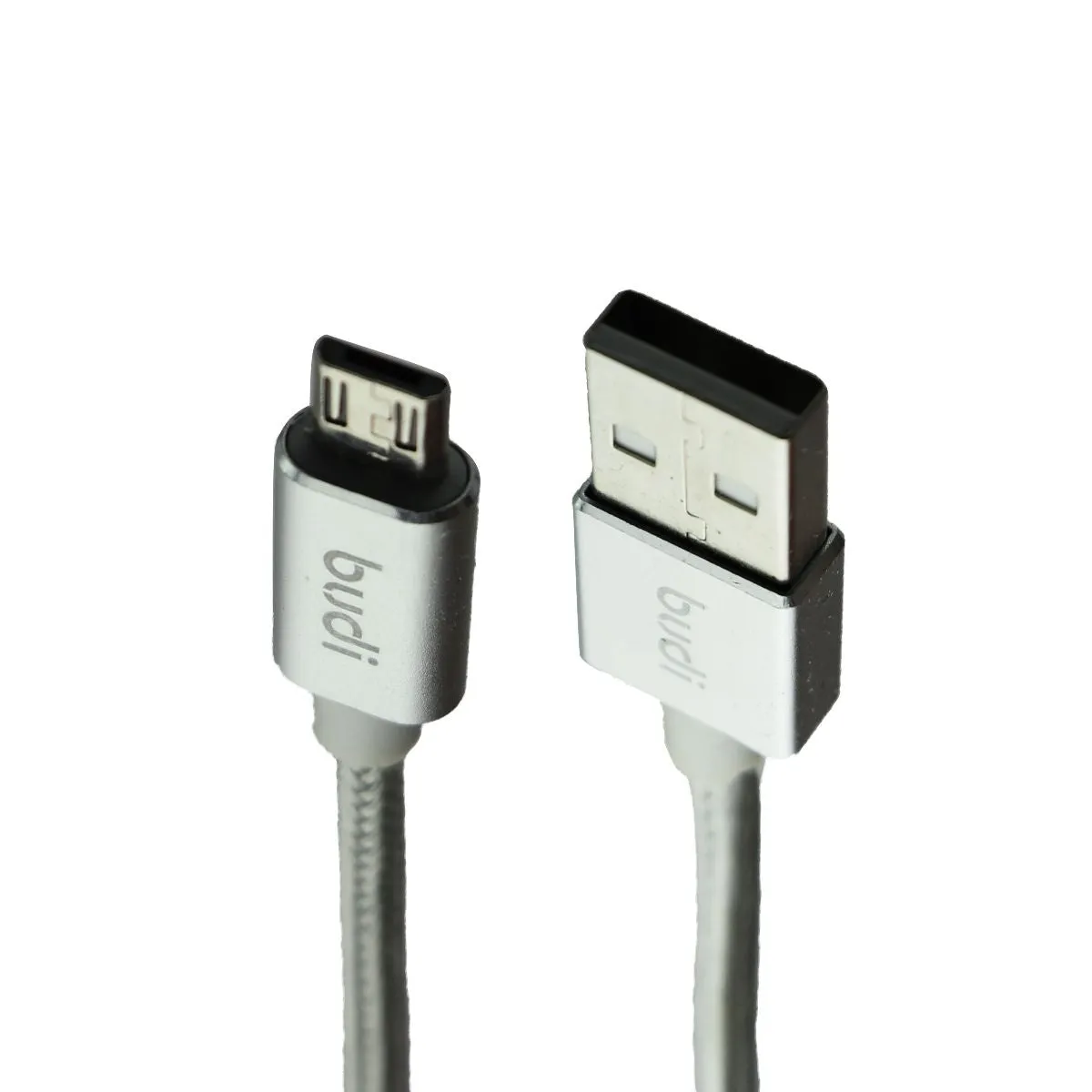 Budi (3-Ft) Micro-USB to USB Charge and Sync Braided Cable - Silver