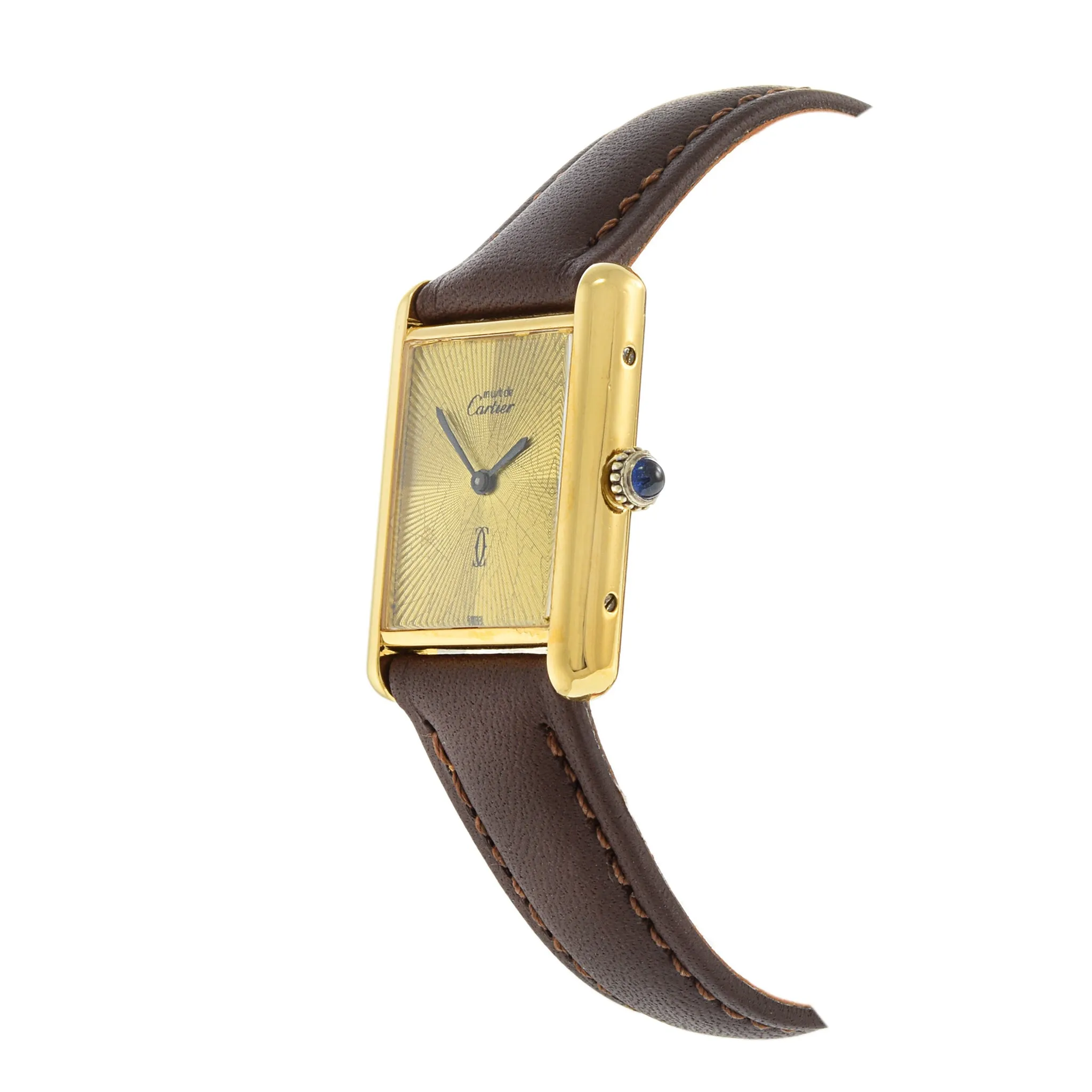 Cartier Must de Cartier Tank Rare Sunburst Gold Dial Manual Wind