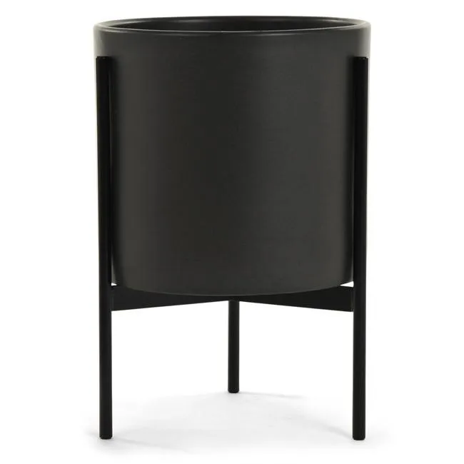 Case Study Ceramic Cylinder With Metal Stand - Black