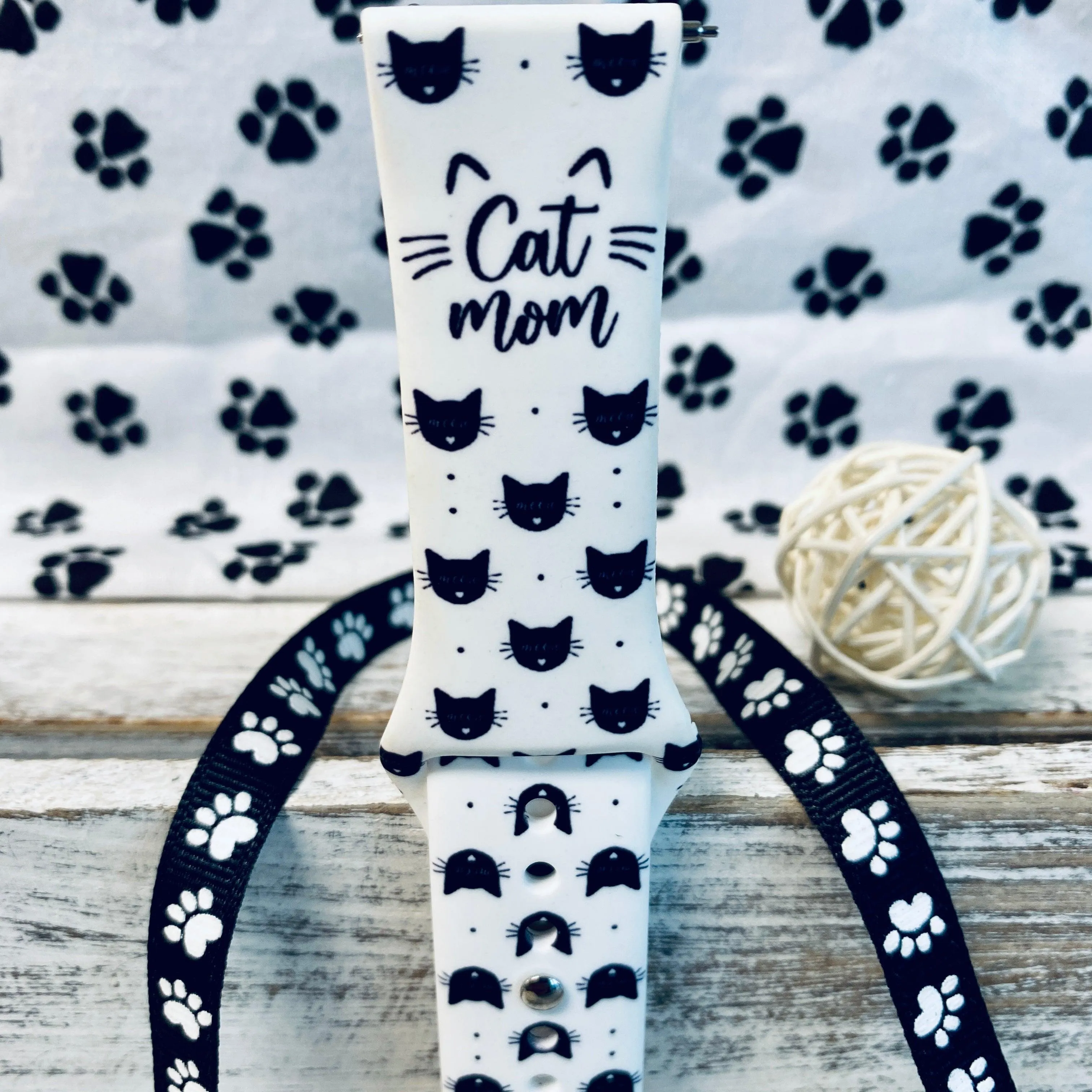 Cat Mom Print Silicone Band For Samsung Watch