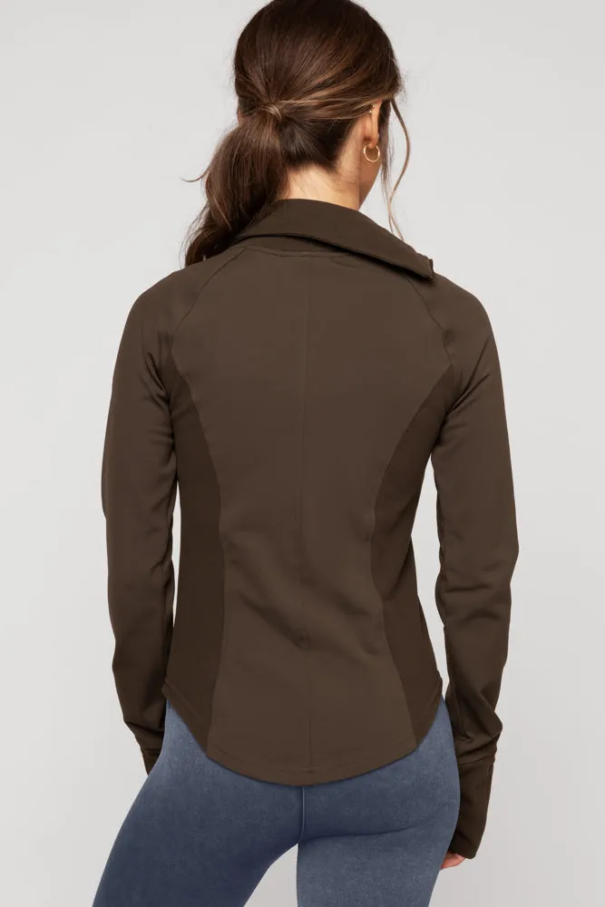 Chasing Pavements Mockneck Pullover - Dark Brown