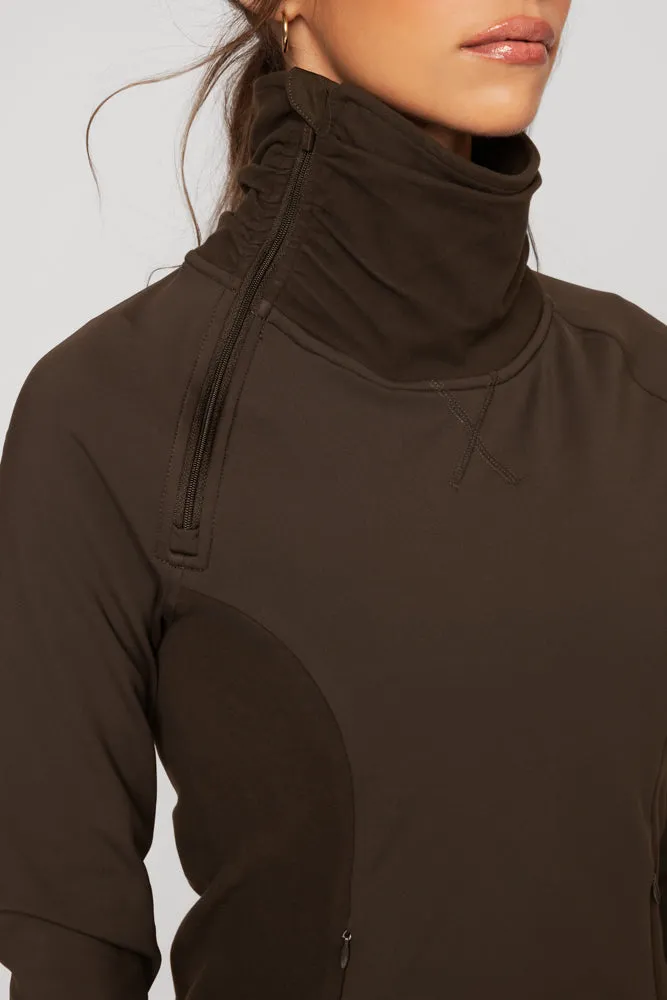 Chasing Pavements Mockneck Pullover - Dark Brown