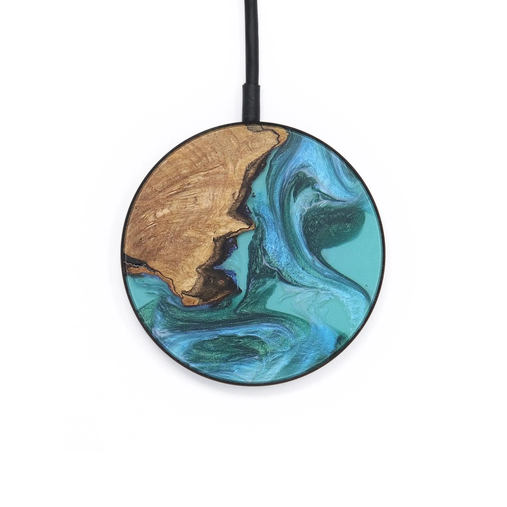 Circle Wood Resin Wireless Charger - Amanda (Blue, 655175)