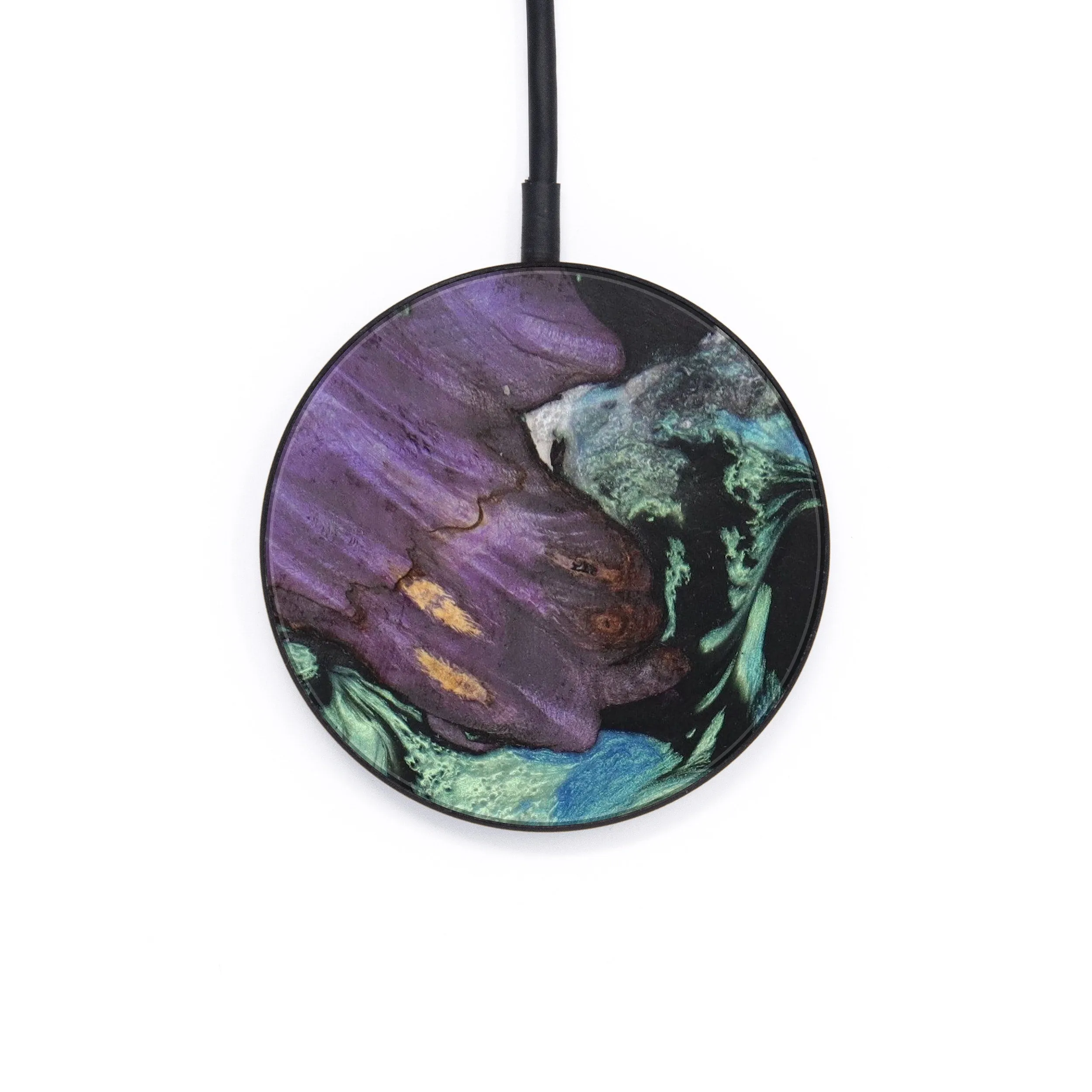 Circle Wood Resin Wireless Charger - Annette (Green, 624877)