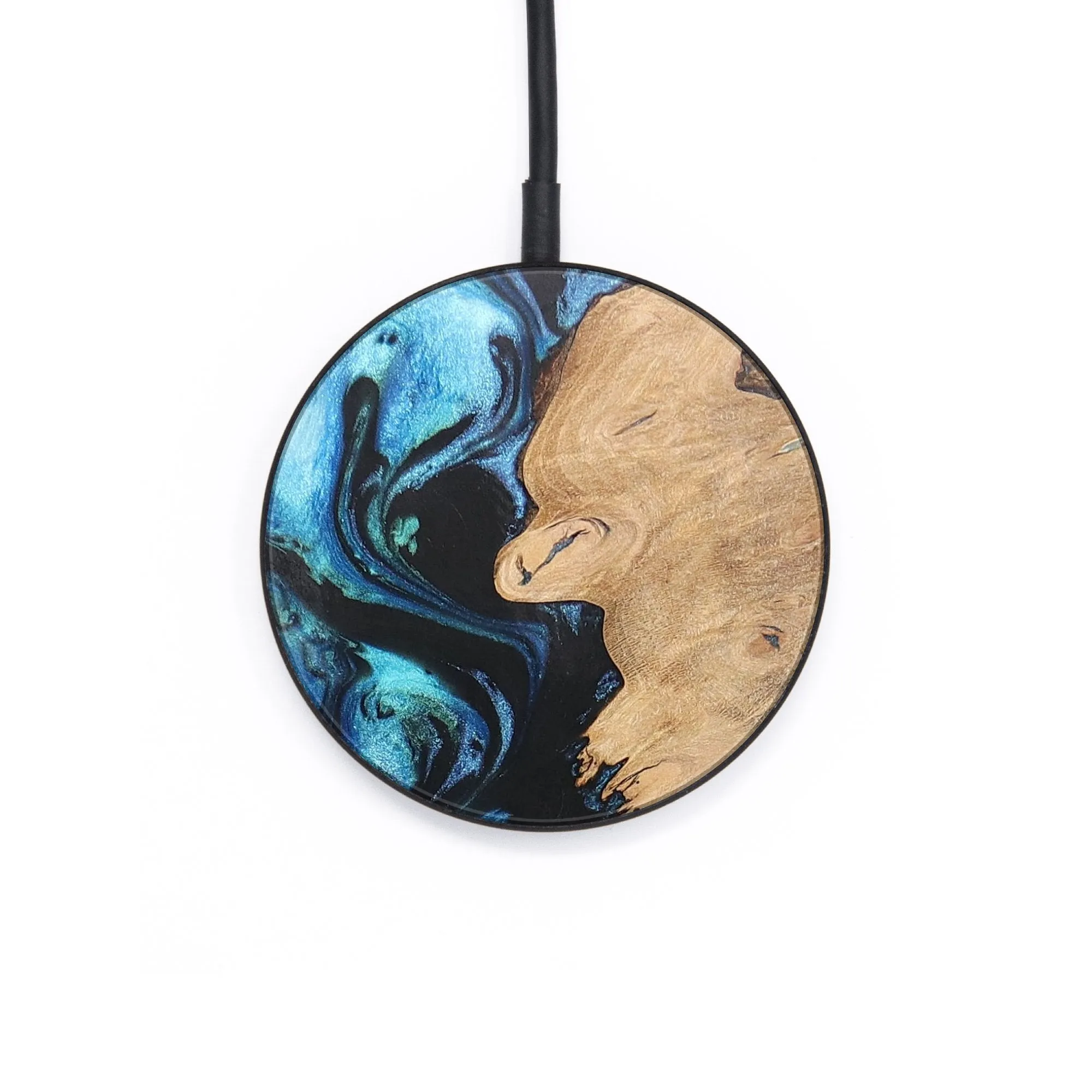 Circle Wood Resin Wireless Charger - Annika (Blue, 701797)