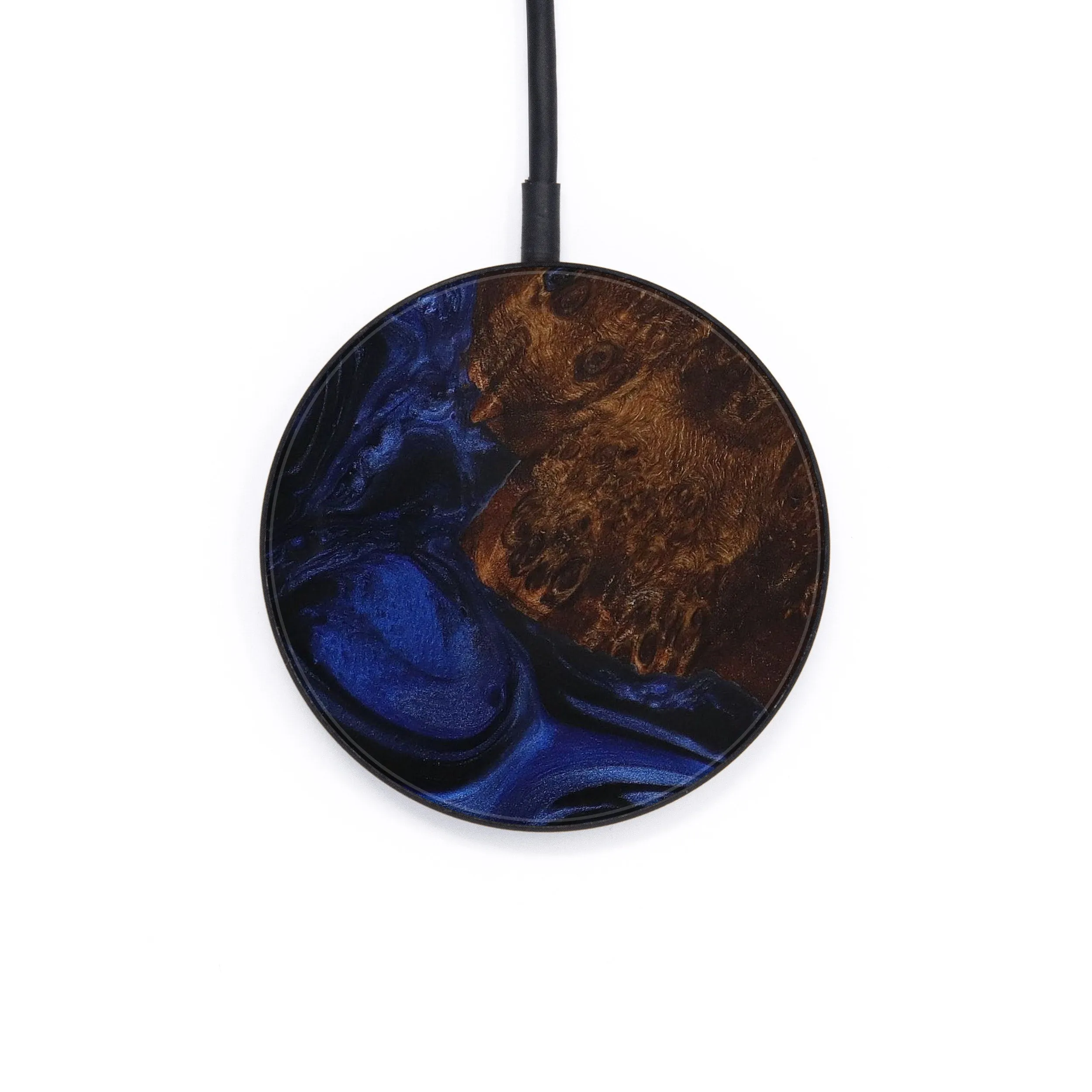 Circle Wood Resin Wireless Charger - Annissa (Dark Blue, 571625)