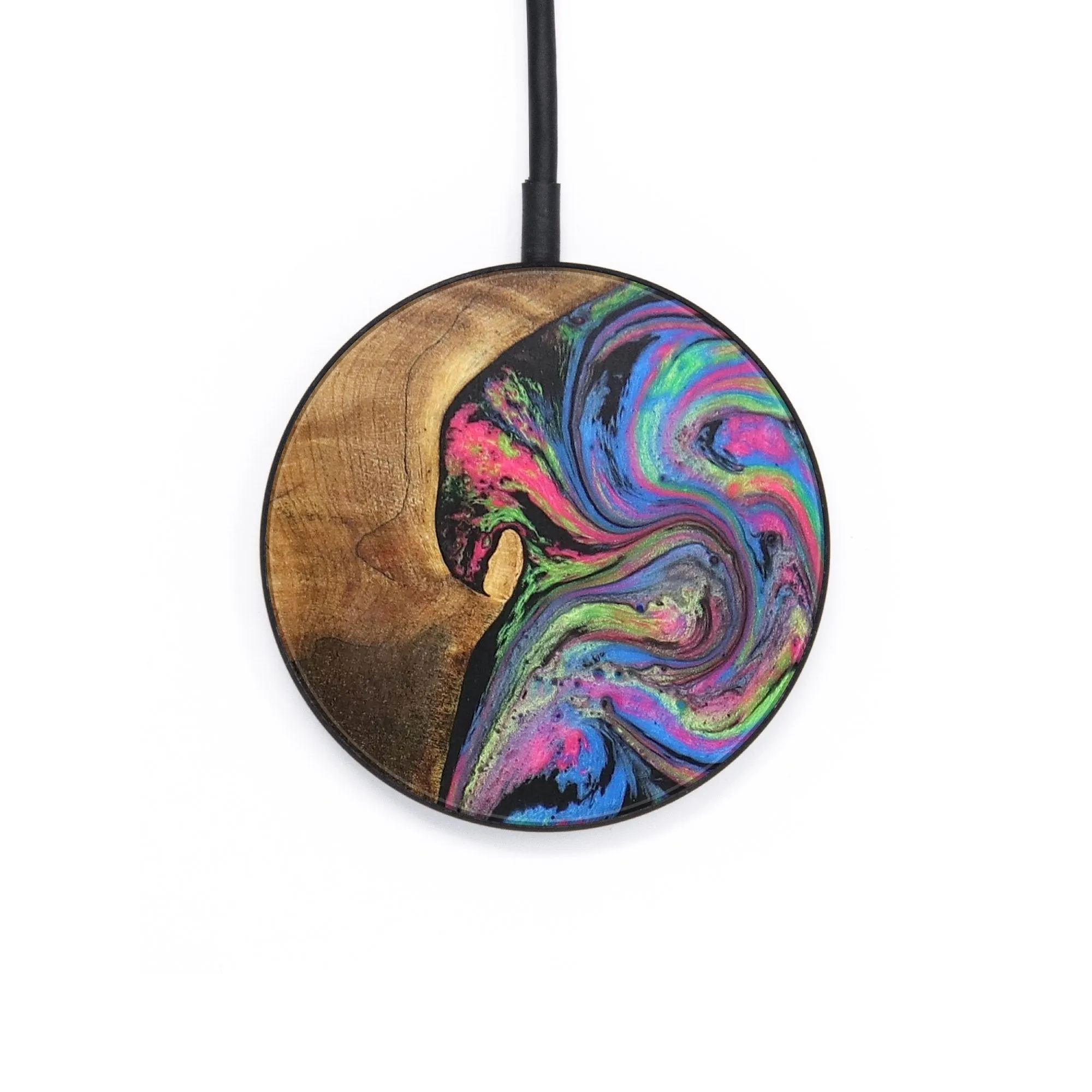 Circle Wood Resin Wireless Charger - Candice (Blue, 703303)