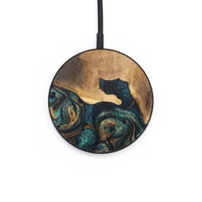 Circle Wood Resin Wireless Charger - Conner (Teal & Gold, 703279)