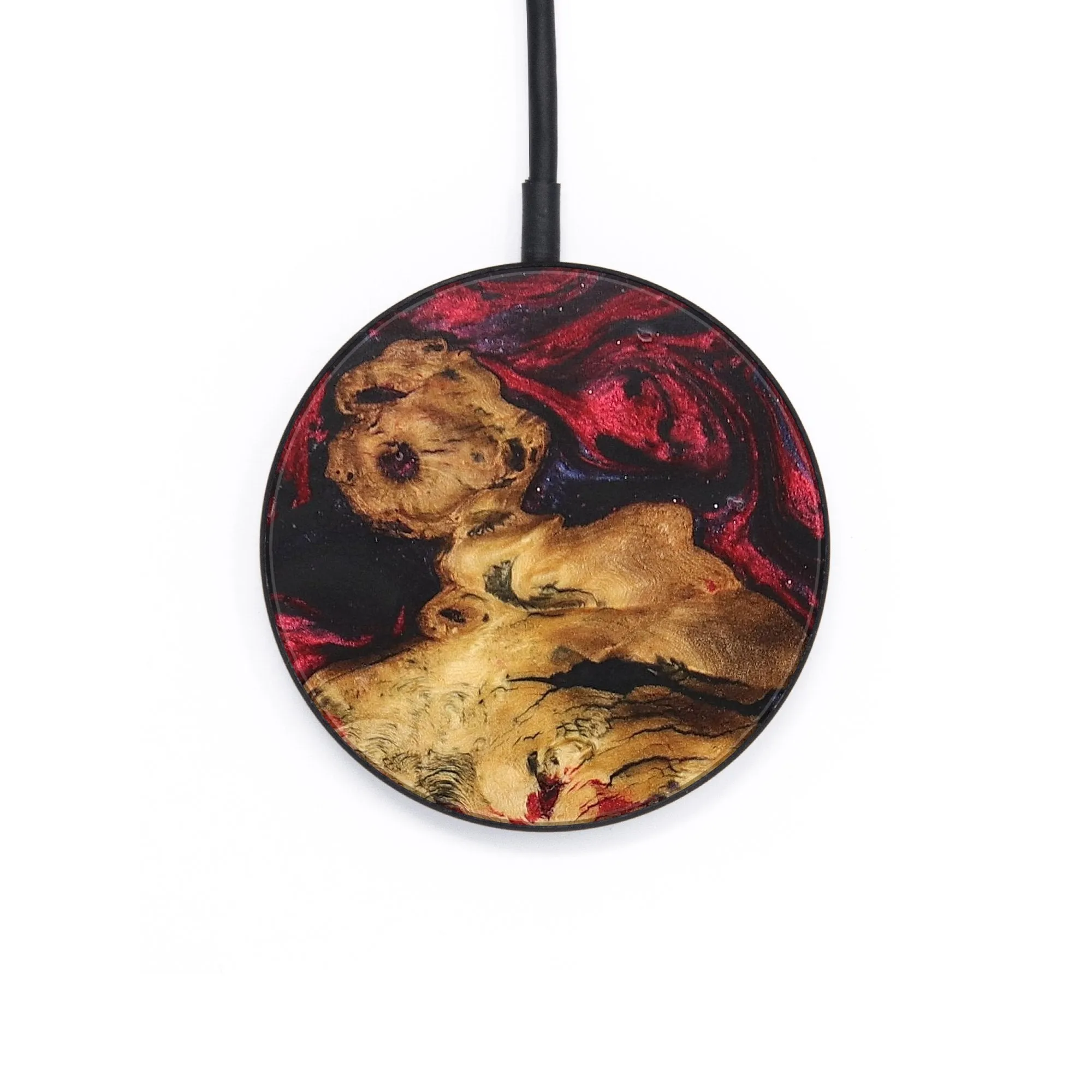 Circle Wood Resin Wireless Charger - Della (Red, 691048)