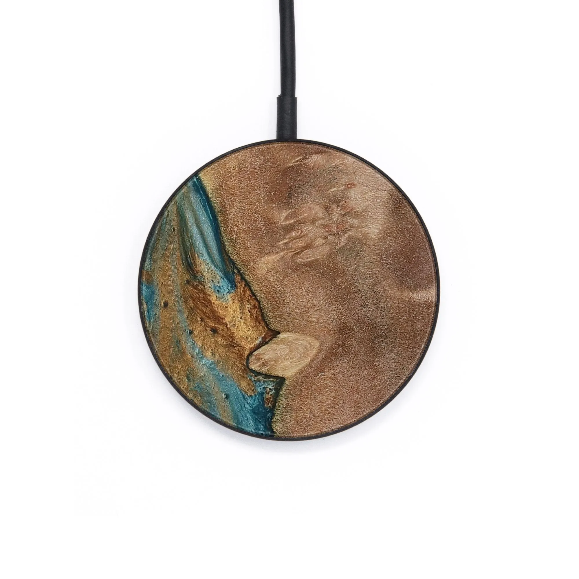 Circle Wood Wireless Charger - Erby (Teal & Gold, 730675)