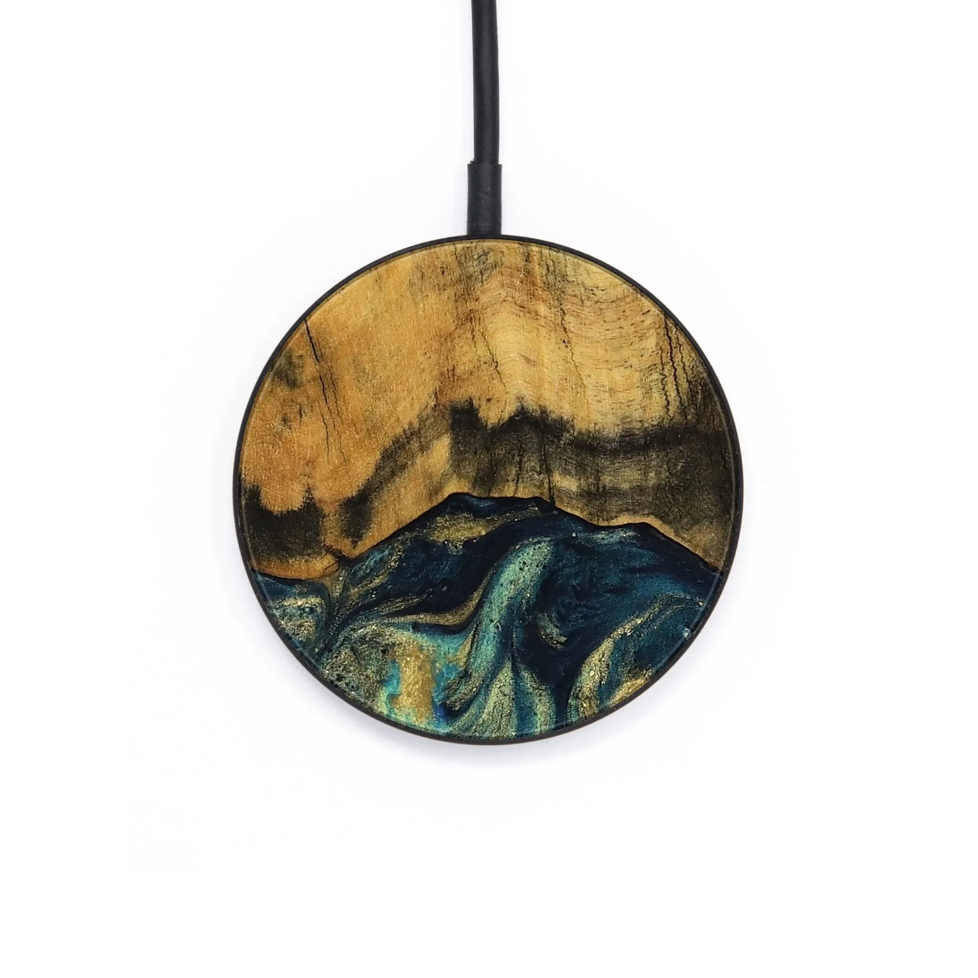 Circle Wood Wireless Charger - Lyla (Teal & Gold, 736279)