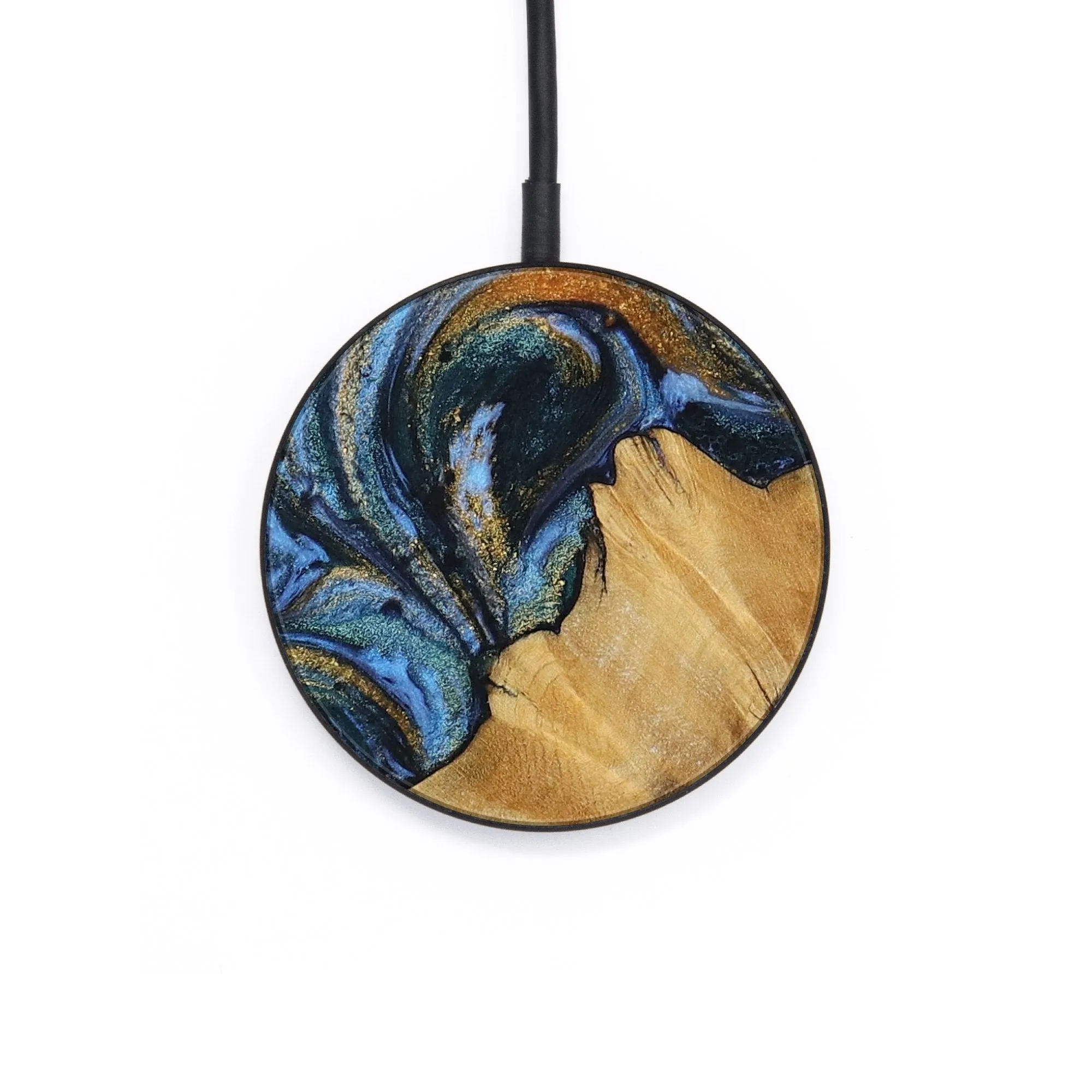 Circle Wood Wireless Charger - Molli (Teal & Gold, 730258)