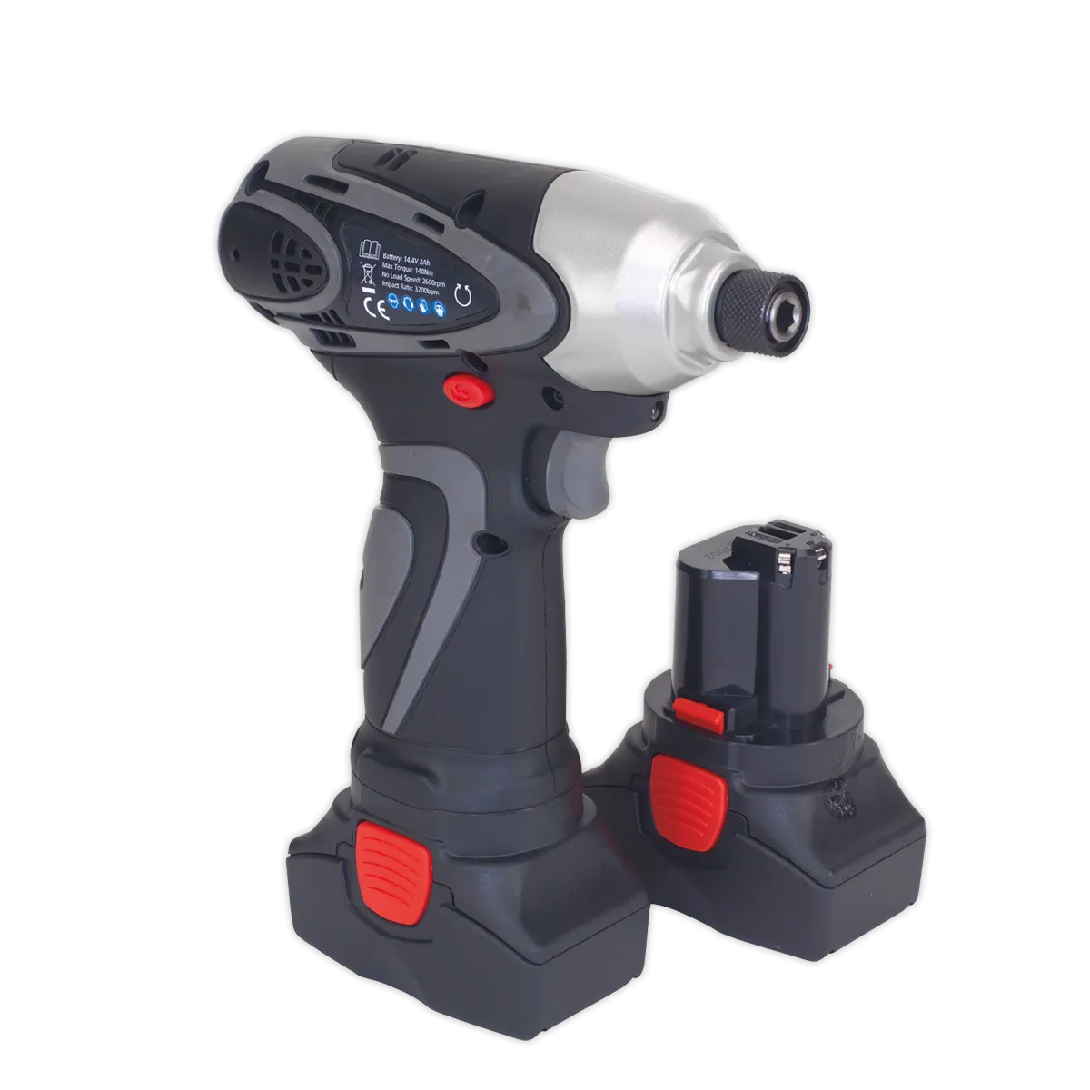 Cordless Impact Driver 1/4" Hex Drive 117Nm 14.4V 2Ah Lithium-ion - 2 Batteries 40min Charger