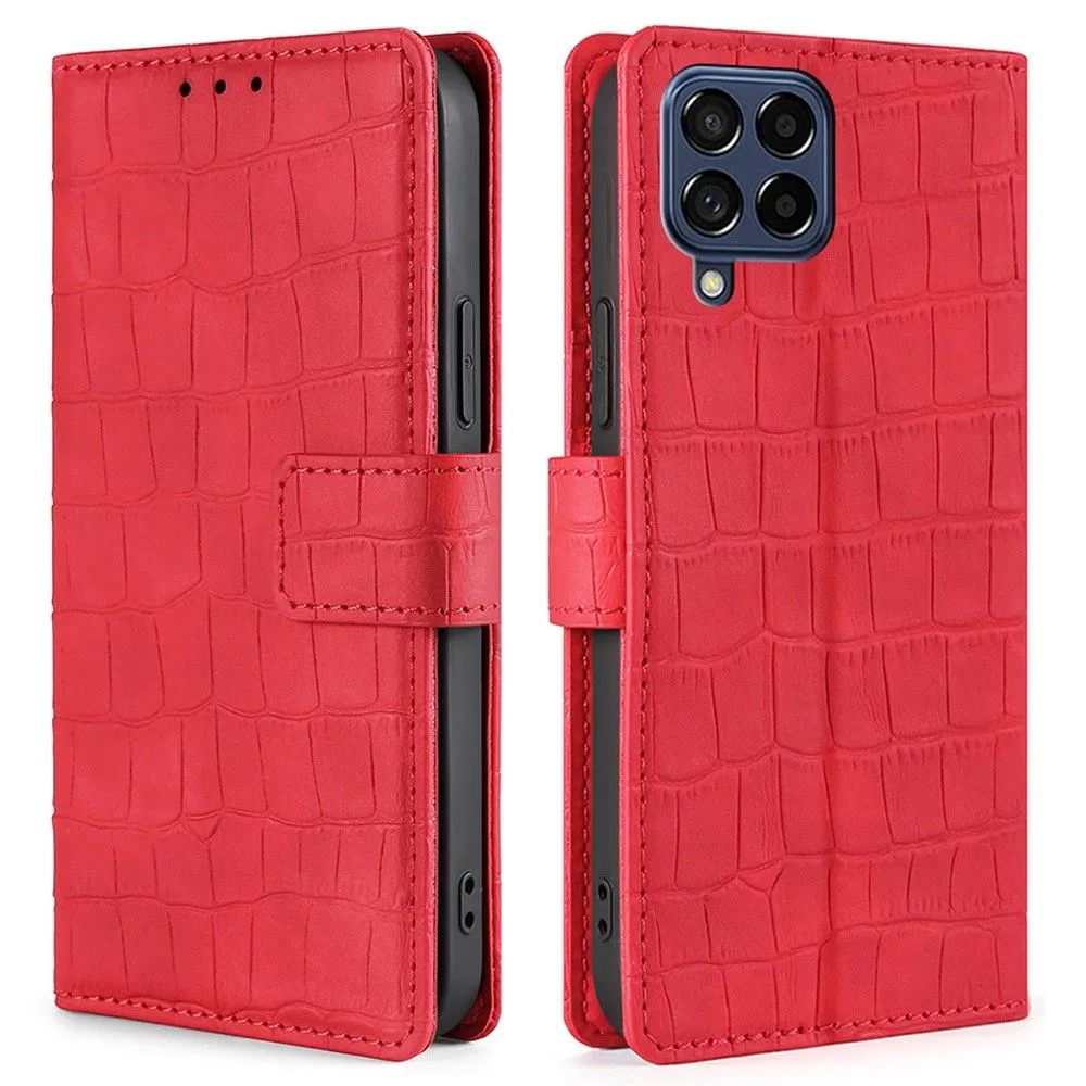 Crocodile textured leather case for Samsung Galaxy M53 5G - Red