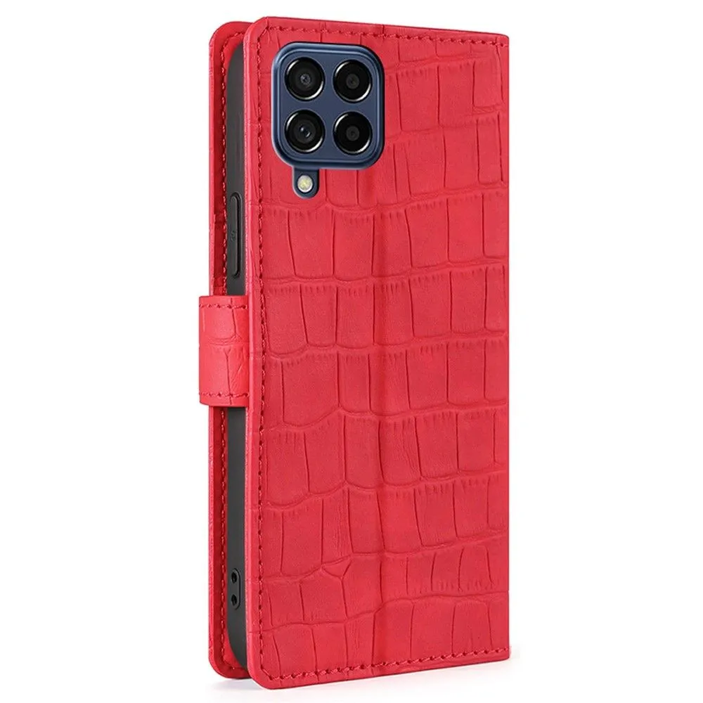 Crocodile textured leather case for Samsung Galaxy M53 5G - Red