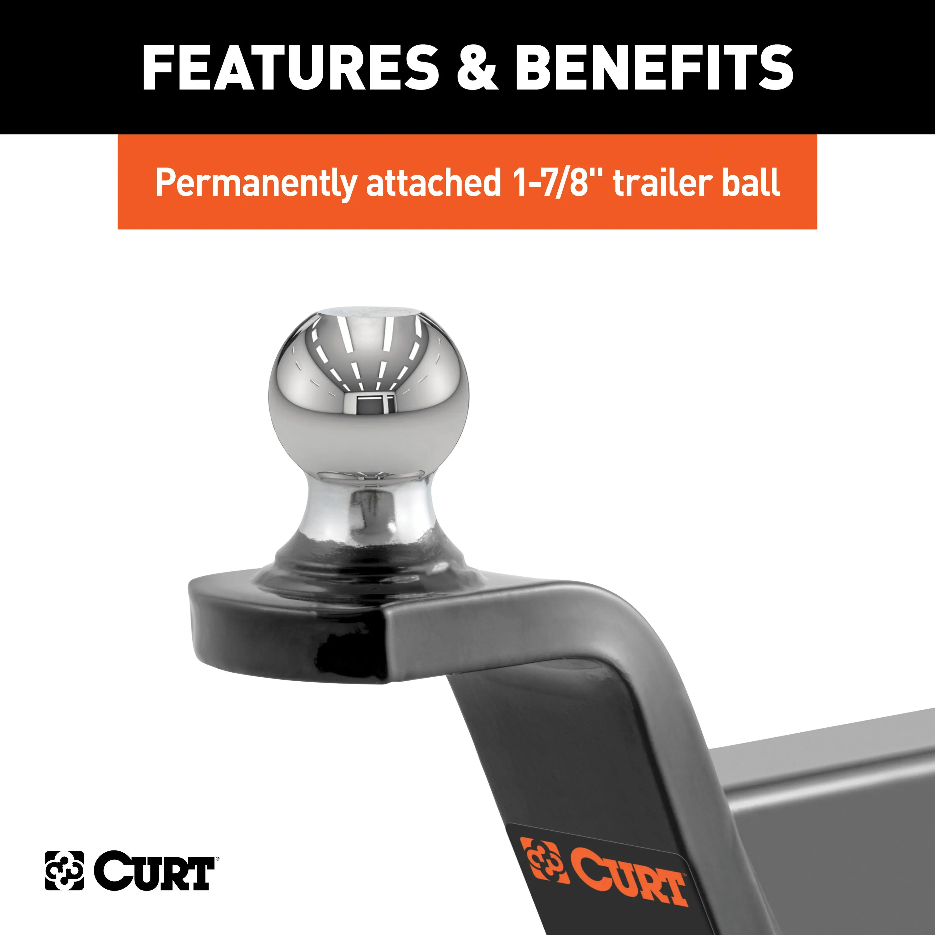 CURT 45152 Fusion Ball Mount with 1-7/8in. Ball (2in. Shank; 5;000 lbs.; 2in. Rise)