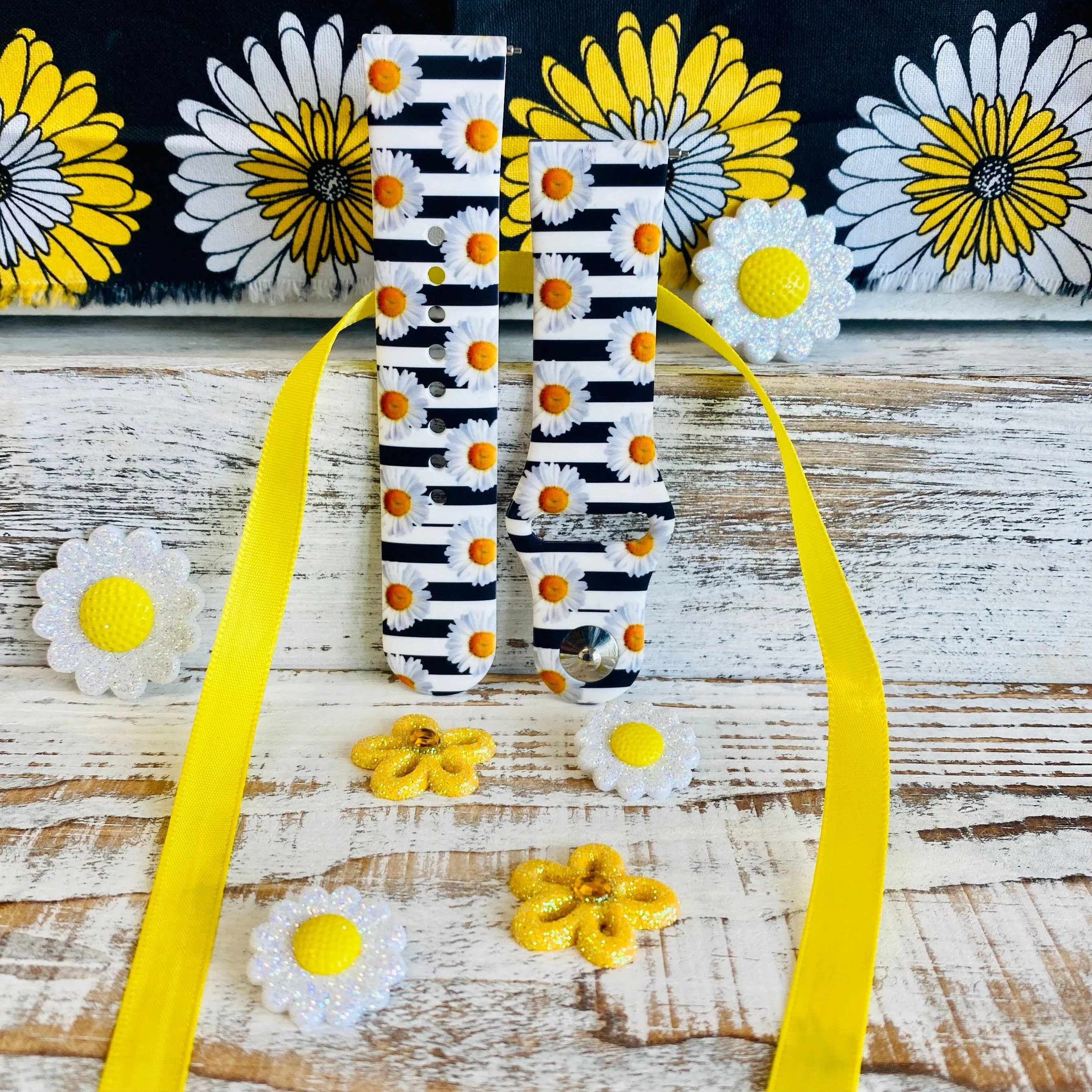 Cute Daisy Print Silicone Band For Fitbit Versa 1/2