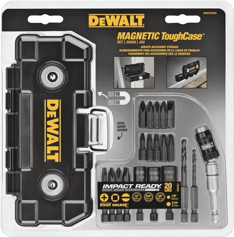 DeWALT DWMTCIR20 Screwdriver Bit Set, 20-Piece, Heavy-Duty, Alloy Steel, Black Oxide :EA: QUANTITY: 1