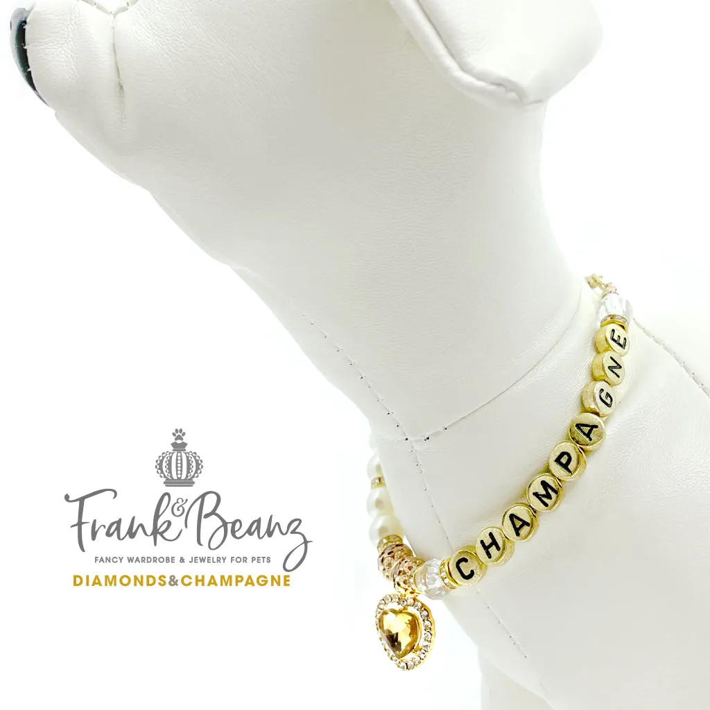 Diamonds & Champagne Heart Dog Necklace Luxury Pet Jewelry