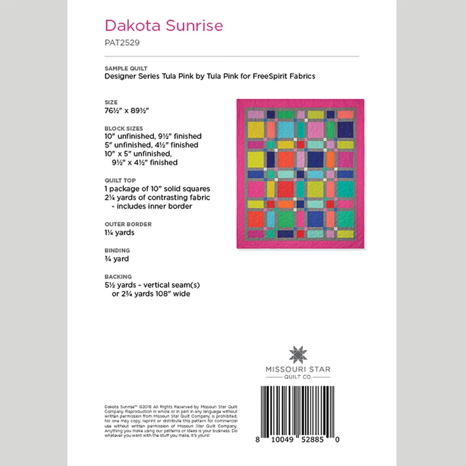 Digital Download - Dakota Sunrise Quilt Pattern by Missouri Star