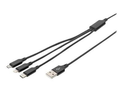 Digitus Usb 3.0 > Lightning/Micro-Usb/Usb-C 1M 3-In-1 Ladekabel Schwarz