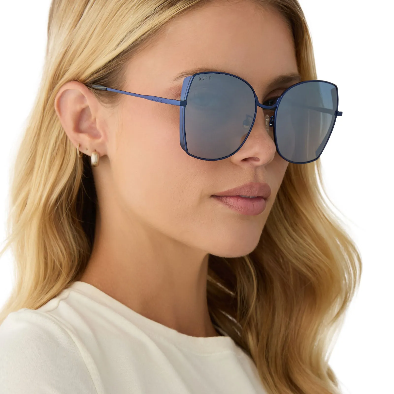 DONNA - DEEP NAVY METAL   AEGEAN BLUE FLASH SUNGLASSES