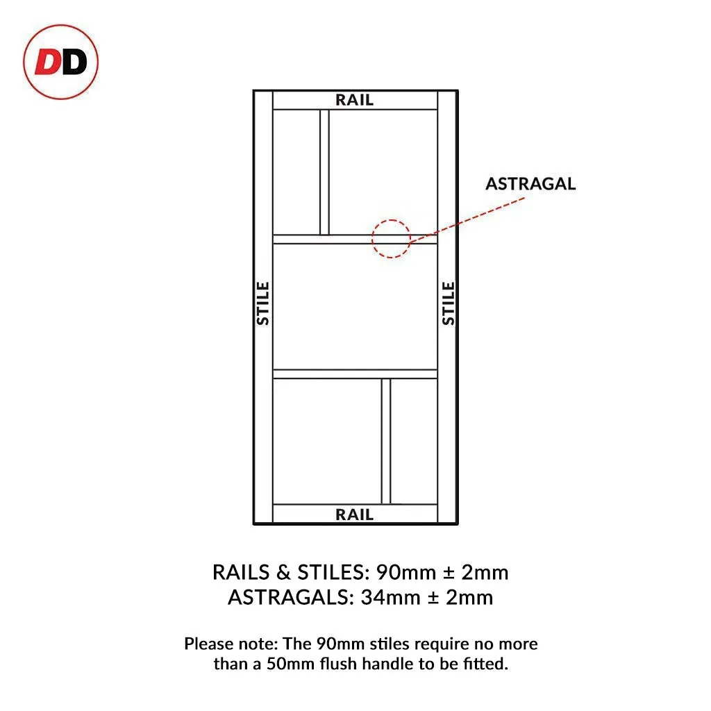 Double Sliding Door & Premium Wall Track - Eco-Urban® Arran 5 Panel Doors DD6432 - 6 Colour Options