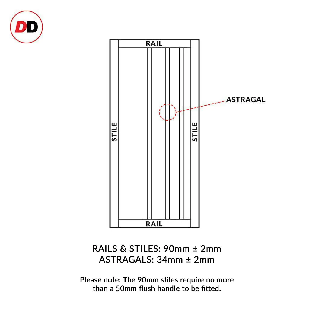 Double Sliding Door & Premium Wall Track - Eco-Urban® Malmo 4 Panel Doors DD6401 - 6 Colour Options