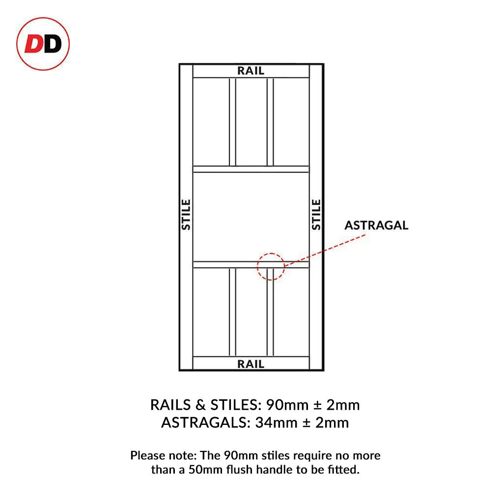 Double Sliding Door & Premium Wall Track - Eco-Urban® Queensland 7 Panel Doors DD6424 - 6 Colour Options