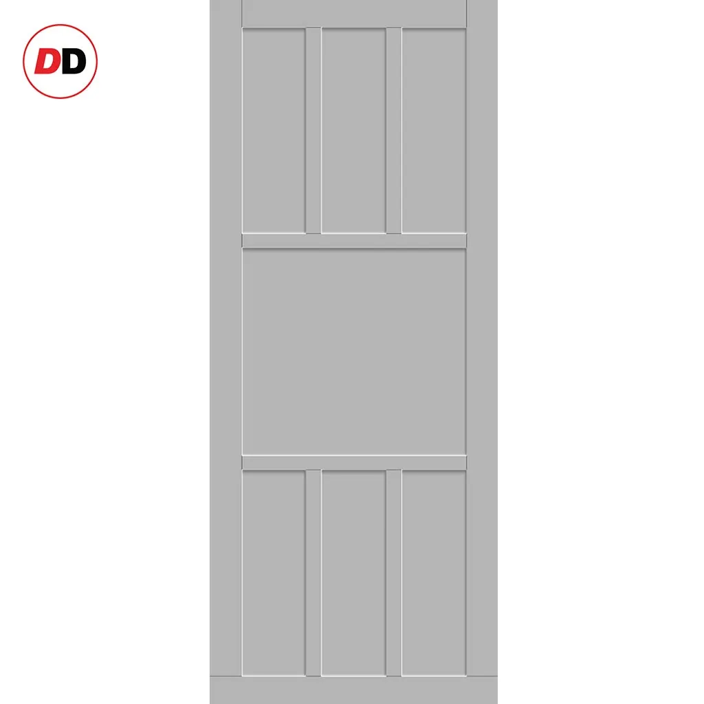 Double Sliding Door & Premium Wall Track - Eco-Urban® Queensland 7 Panel Doors DD6424 - 6 Colour Options