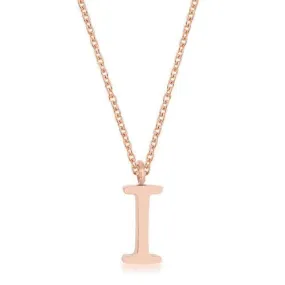 Elaina Rose Gold Stainless Steel I Initial Necklace