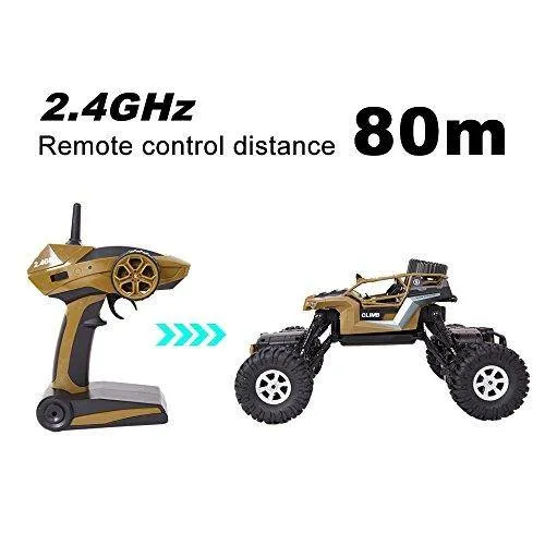 Electric RC Car 1:18 Remote Control Vehicle 2.4Ghz Off-Road Rock Crawler All Terrain Double-turn Waterproof Truck for Kids