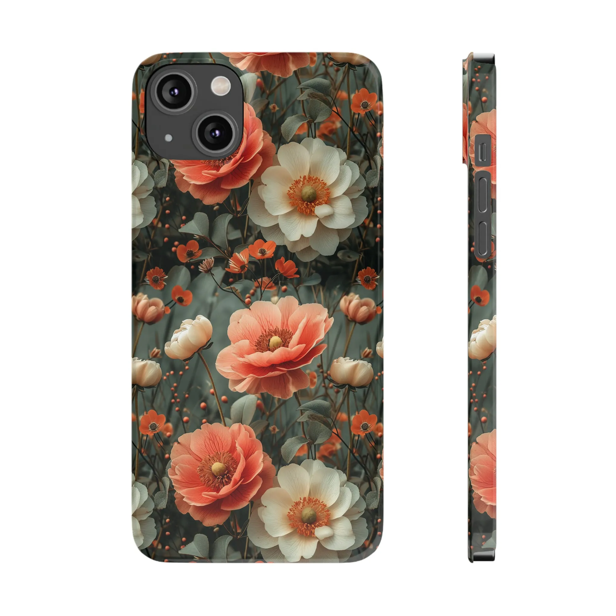 Elegant Peach Flowers Protective Cover, Botanical Garden Design Phone Case