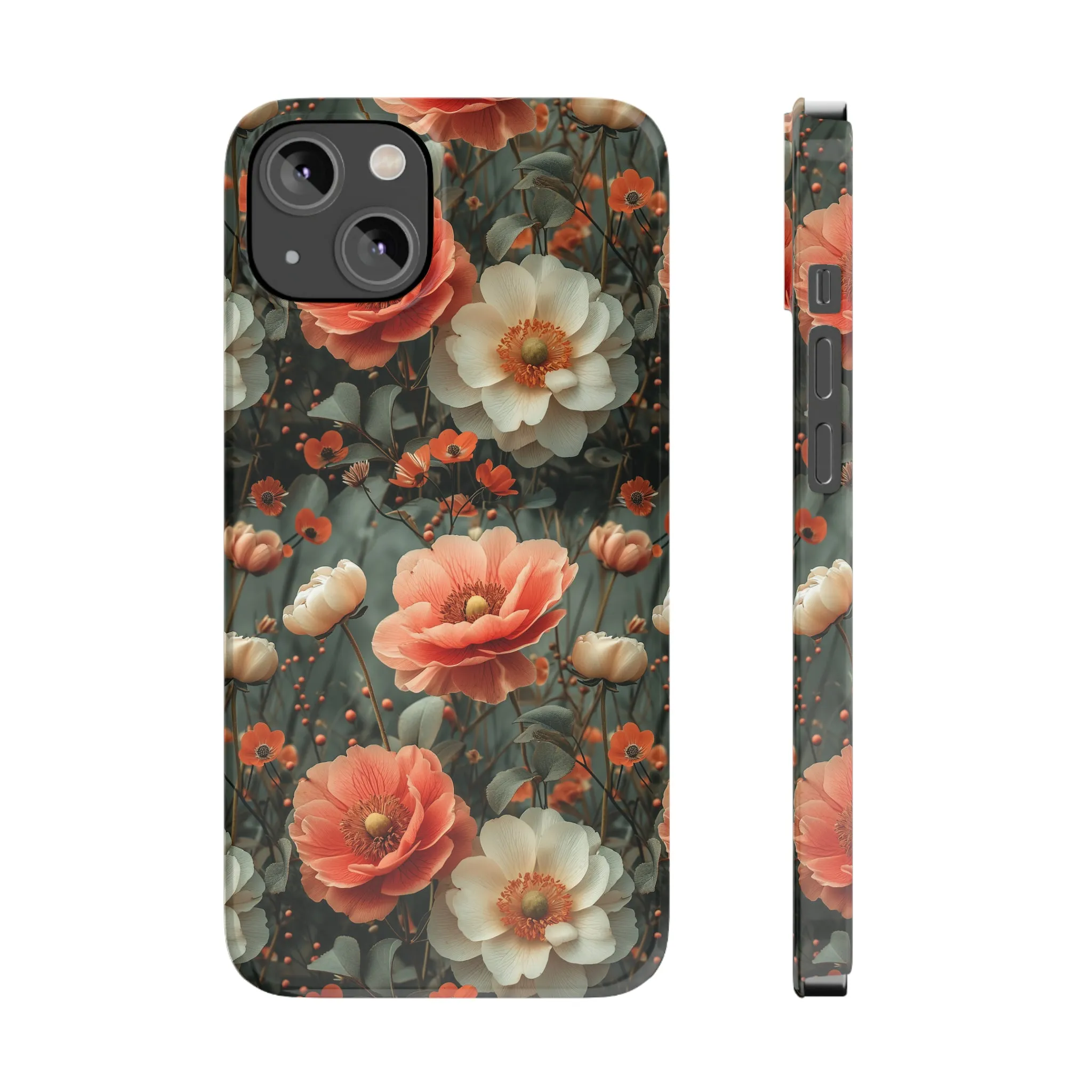 Elegant Peach Flowers Protective Cover, Botanical Garden Design Phone Case