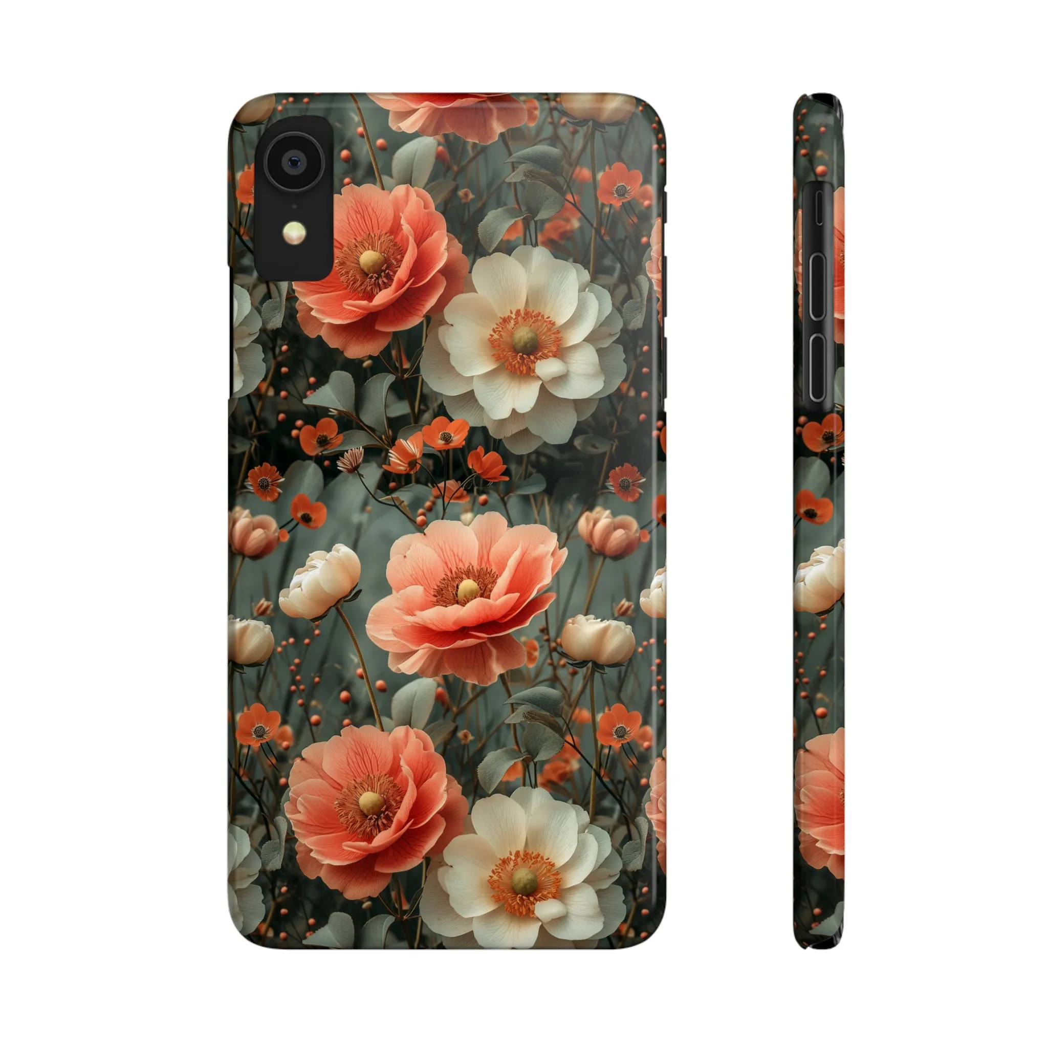 Elegant Peach Flowers Protective Cover, Botanical Garden Design Phone Case