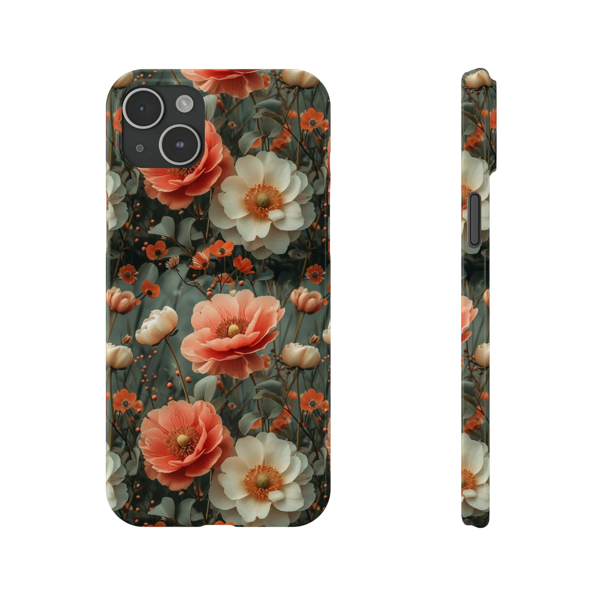 Elegant Peach Flowers Protective Cover, Botanical Garden Design Phone Case