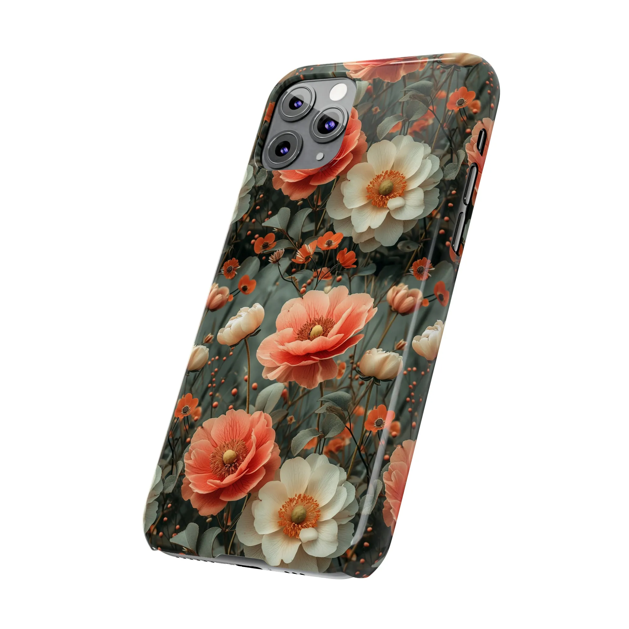 Elegant Peach Flowers Protective Cover, Botanical Garden Design Phone Case