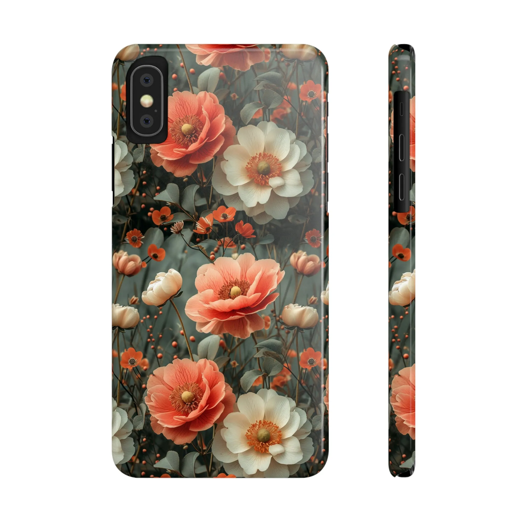 Elegant Peach Flowers Protective Cover, Botanical Garden Design Phone Case