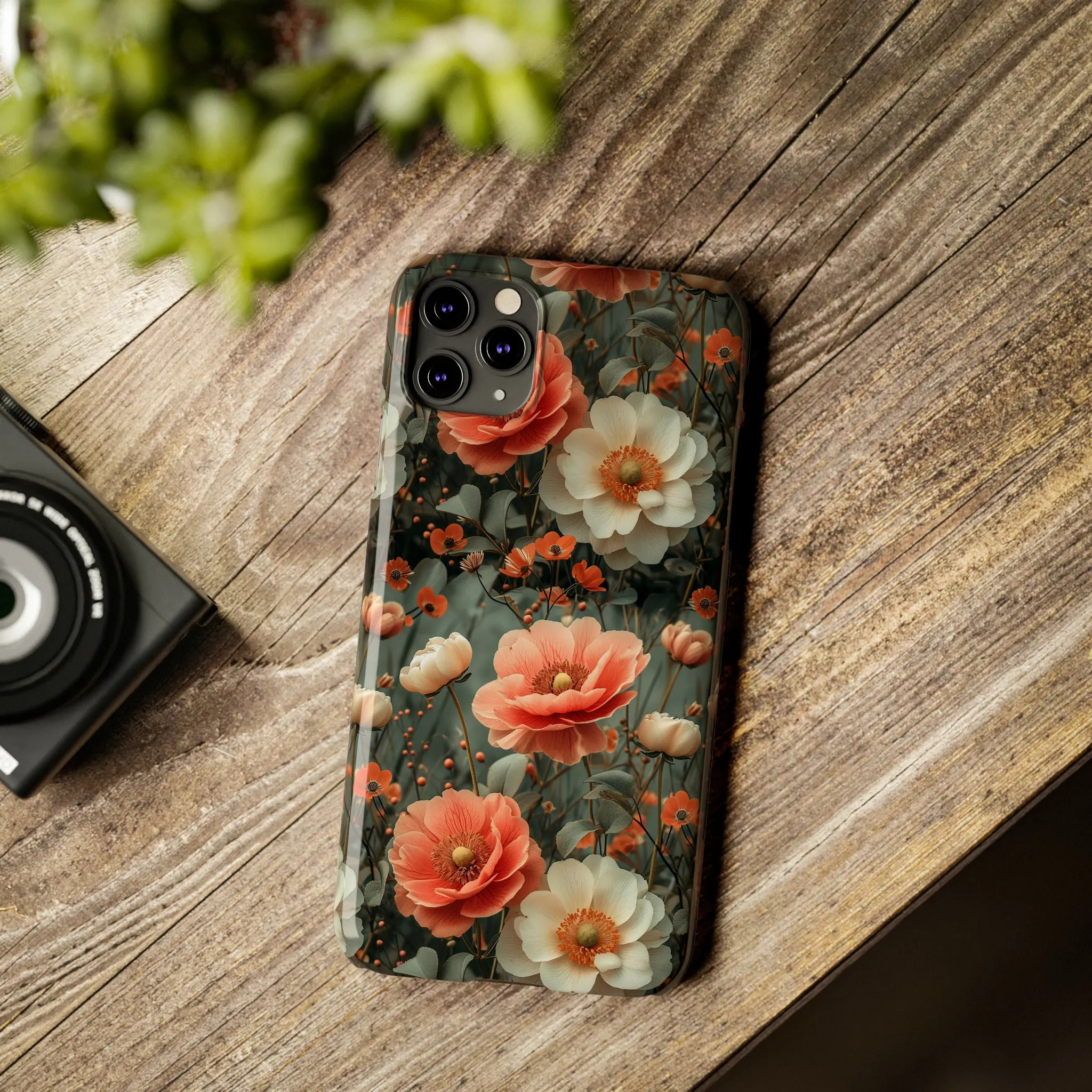 Elegant Peach Flowers Protective Cover, Botanical Garden Design Phone Case