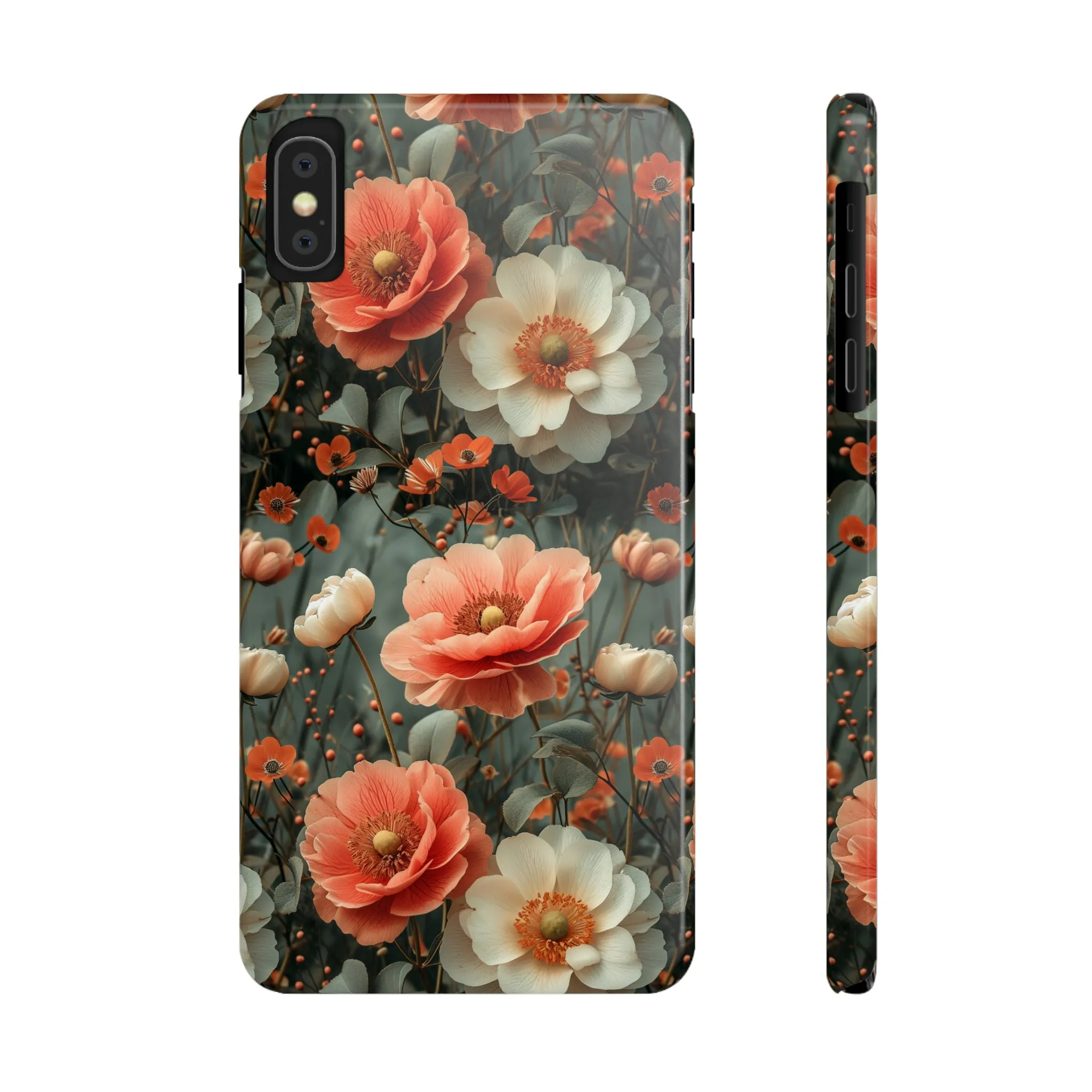 Elegant Peach Flowers Protective Cover, Botanical Garden Design Phone Case