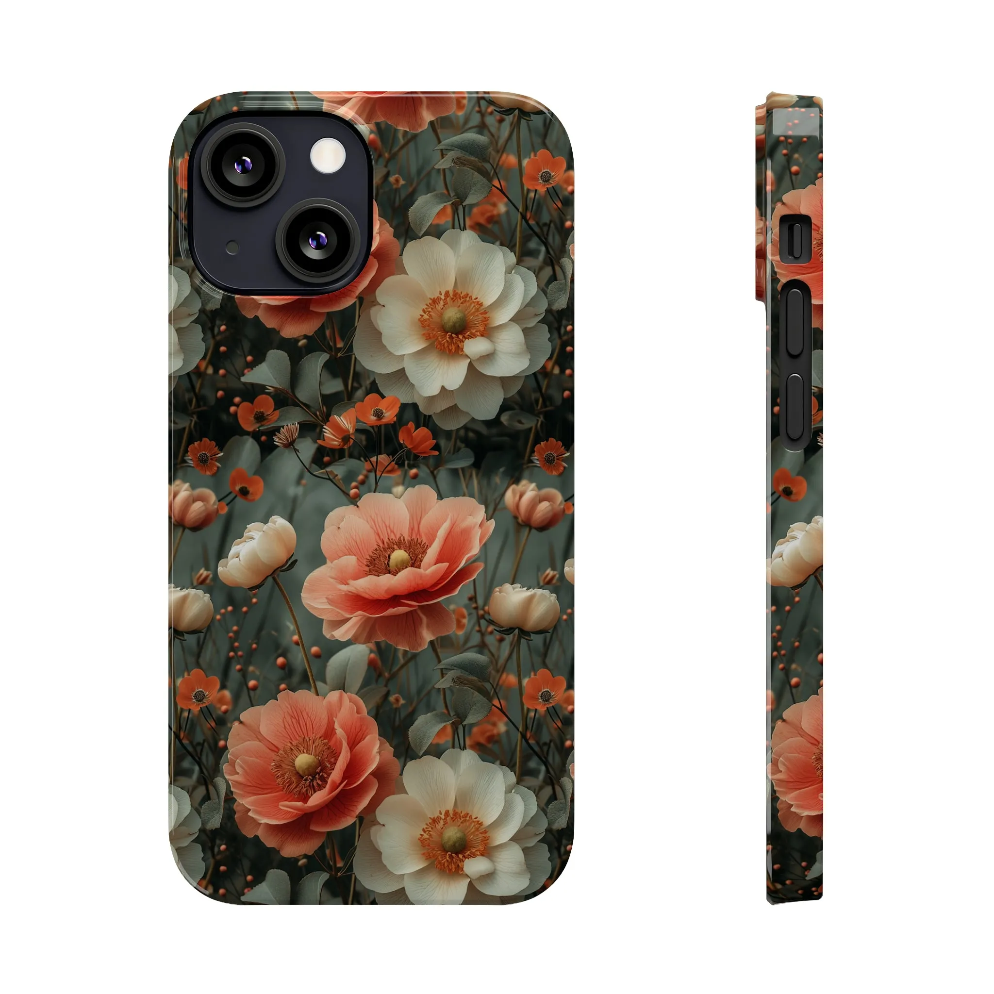 Elegant Peach Flowers Protective Cover, Botanical Garden Design Phone Case