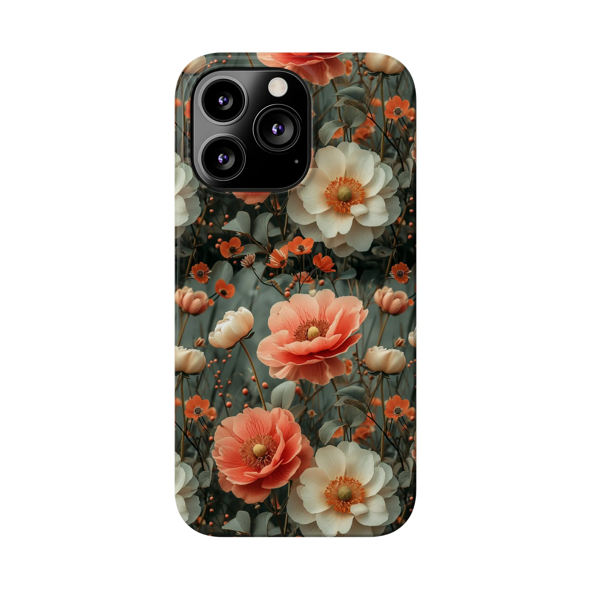 Elegant Peach Flowers Protective Cover, Botanical Garden Design Phone Case